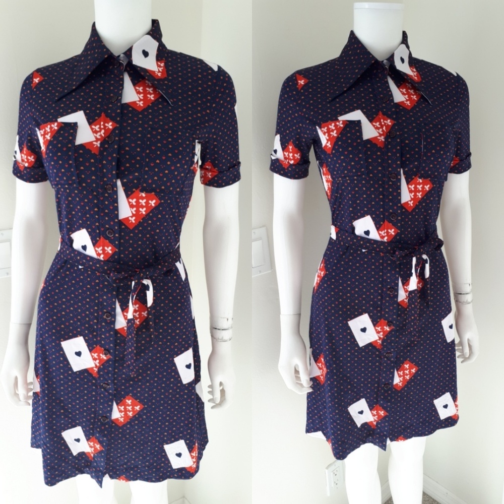 Vintage 1970s Casino Playing Card Mini Dress